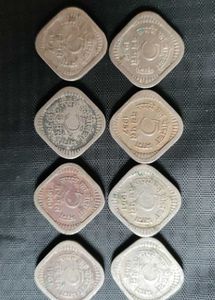 5 Paise - Vintage Indian Coins   (Set of 8)