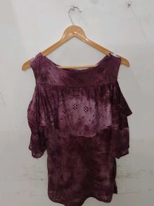 Purple Cold Shoulder Top