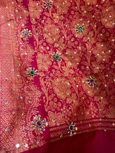 Pure banarsi Pink Embroidered Saree