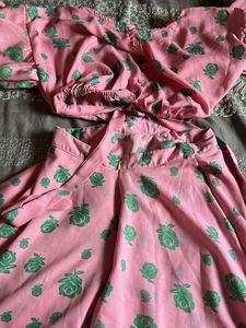 Pink Floral Cutout Mini Dress