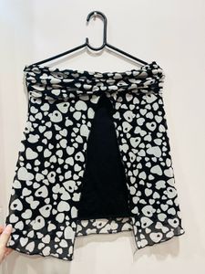 Black Heart Print Bustier Tube Top