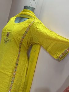 Yellow Patiala Embroidered Set