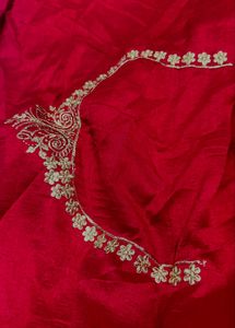 Burgundy &amp; Gold Embroidered Fabric