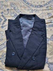 Classic Navy Blue Double Layer Blazer Coat