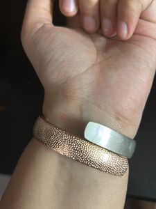 Textured Silver Bangle Bracelet