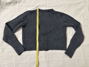 Grey Lace-Up Knit Sweater