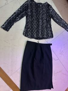 Black Top & Skirt Set