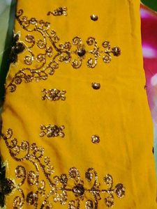Sequence Dimond Work Saree With Blouse Material
