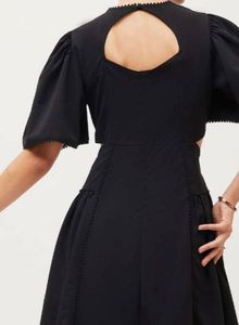 Black Cutout Puff Sleeve Dress