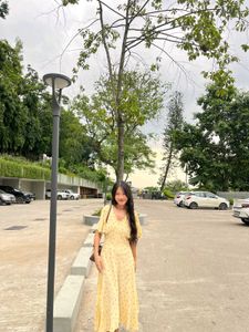 Cottage Core Yellow Cherry Printed Dress (Made In