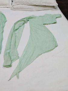 Mint Green Embroidered Stylist Dress/orange