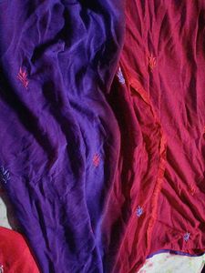 Unstitched Suit Purple and Red Colour Combine dres