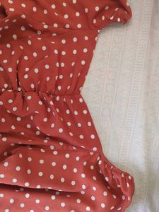 Red off shoulder Polka Dot Crop Top