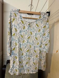 Floral Print Melange Tops L