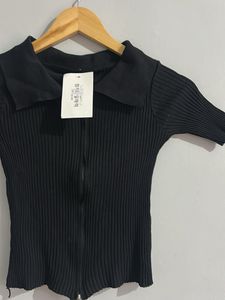 Ribbed Zip-Up Top