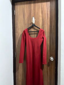 Red Long Sleeve Maxi Dress