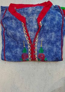 Blue Embroidered Kurti