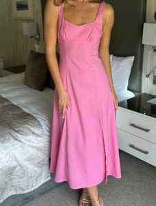 Baby Pink Slit Summer Dress