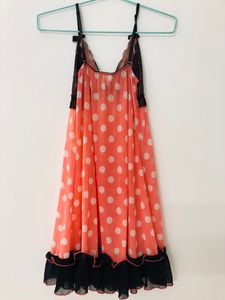 Pink Colour Polka Dot fancy night dress for M size