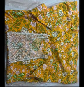Not used Yellow Floral Print Kurta Size XXL