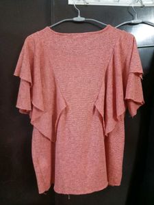 Peach Flutter Sleeve Top