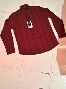 Reserved Burgundy Striped Shirt Size L