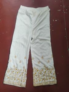 Embroidered White Palazzos