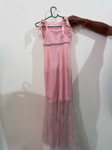 Pink Lace Maxi Dress