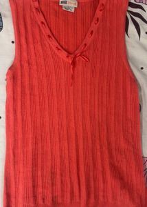 Retro Orange Bow Knit Vest