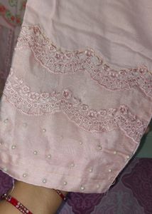 Peach Pink  Straght Kurta Pants Duppata