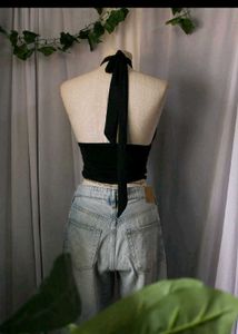 Zara Black Crisscross Halter Top
