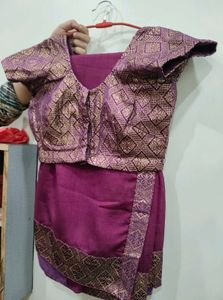 Purple Banarasi Saree Set
