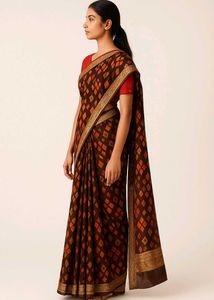 Elegant Brown Patterned Saree