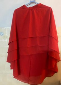 Red Tiered Chiffon Top
