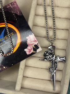 anti-tarnished rose cross necklace