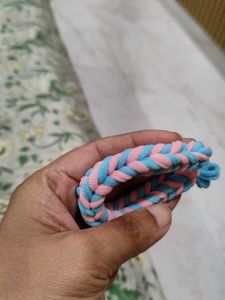 Blue Pink Handmade Rubber Bracelet