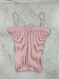 Ribbed Pink Crop top sleeveless bodycon 💌