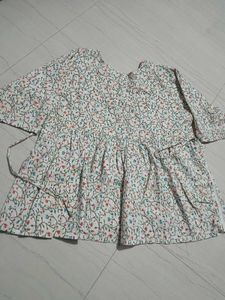 Printed White Short Kurti