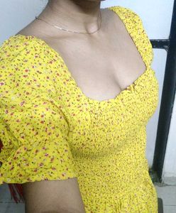 Yellow Floral Smocked Dress