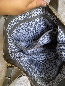 Gray Leather Tote Bag