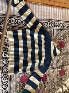 blue and white sweater