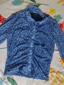 Blue Printed Long Sleeve Top