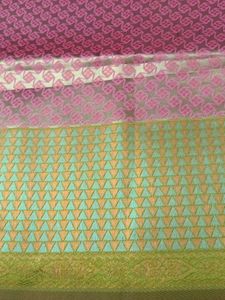 New Pink And Apple Green Viscose Kanchi Saree