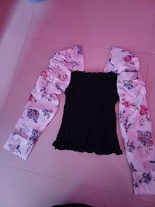 Floral Sleeve Smocked Top