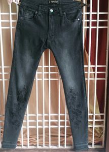 Happy Fash Black Floral Embroidered Jeans