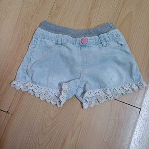 Cute Denim & Lace Baby Shorts (age 5 to 7.5 yrs)