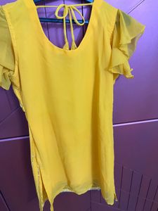 Yellow Embroidered Indian Kurti With Sharara Pant