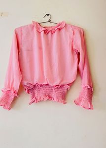 Pink Ruffle Blouse
