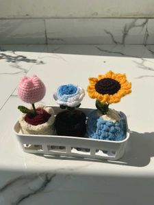 Chrochet Tulip/ Rose/ Sunflower Pot