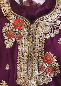 Elegant Embroidered Purple Salwar Kameez